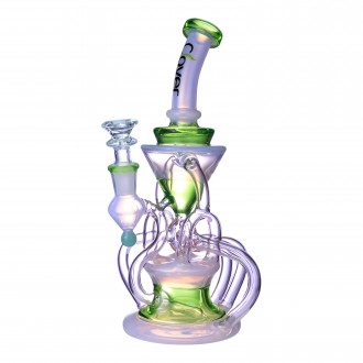 Clover Glass - 9" Timewave Inline Perc Recycler Water Pipe - [WPD-421]