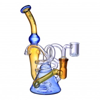 Clover Glass - 8.5" Twisted Vine Inline Perc Recycler Water Pipe - [WPE-579]