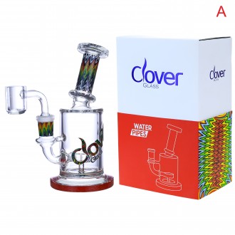 Clover Glass - 6" Colorful Wig Wag Art Showerhead Perc Water Pipe 