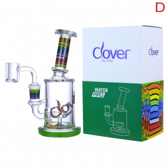 Clover Glass - 6" Rainbow Wig Wag Art Showerhead Perc Water Pipe
