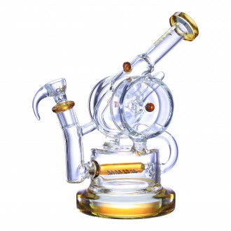 Clover Glass - 8.5" Dual Wheel Loop Inline Perc Recycler Water Pipe - [WPE-854]