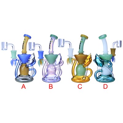 Clover Glass - 7" Marine Friend Inline Perc Recycler Water Pipe - [WPE-871]