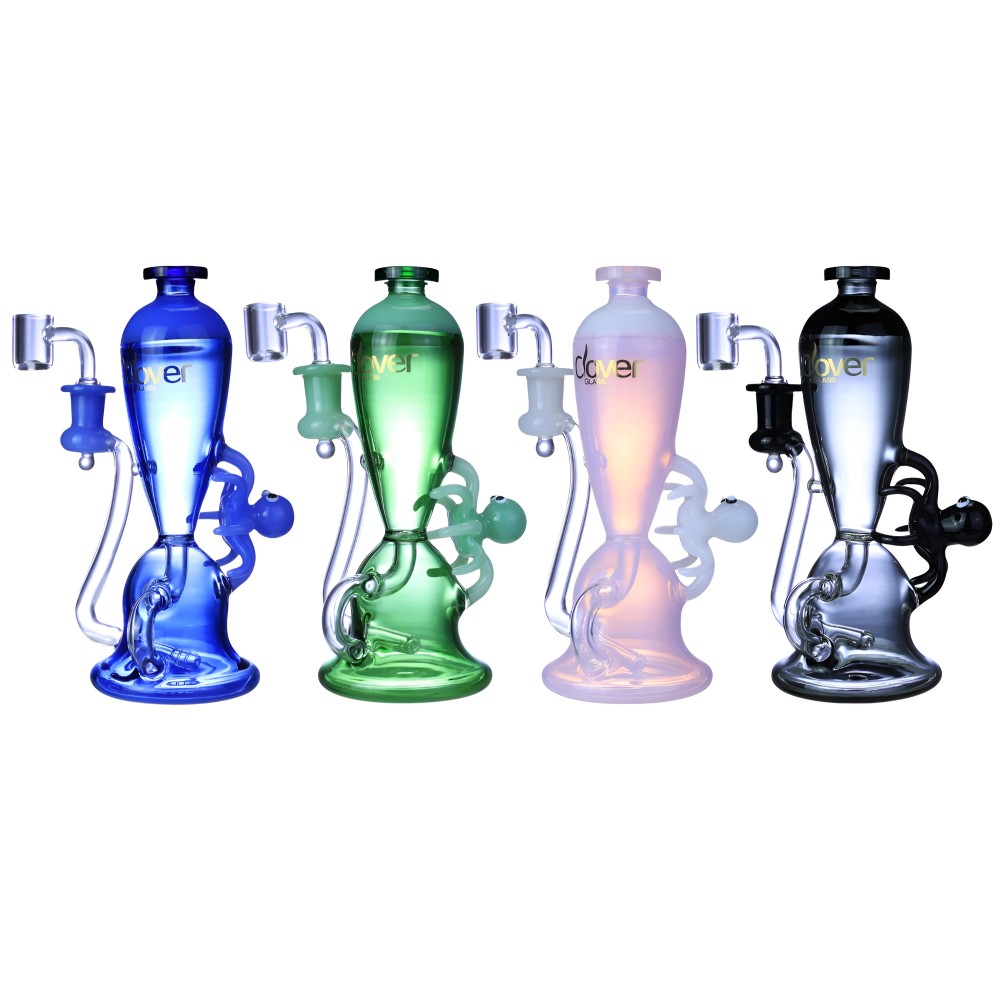 Clover Glass - 8" Octo's Hydration Recycler Water Pipe Clover Glass 8 Inch Octo's Hydration Recycler Dab Rig