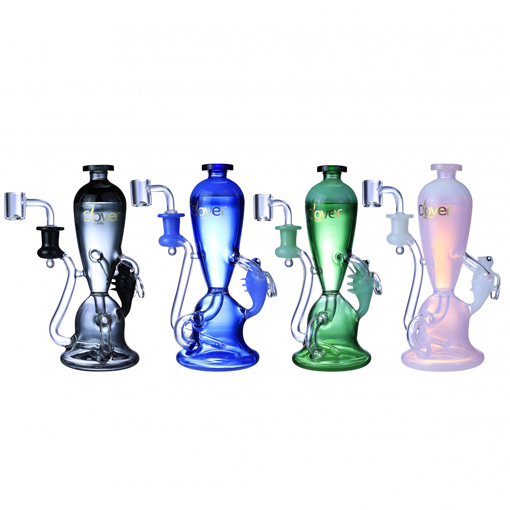 8" Bug Hydration Recycler Bong – Clover Glass Clover Glass 8-Inch Bug Hydration Recycler Water Pipe