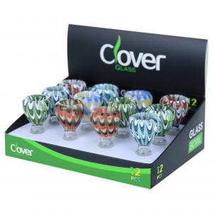 Clover Glass 14mm Fancy Latte Art Bowl - Assorted Colors - 12ct Display [WPH-256-D12]