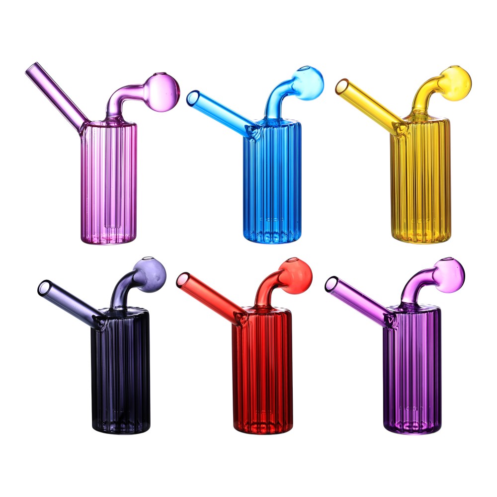 5" Cylindrical Glass Oil Burner – Straight Design 5 Inch Cylindrical Shape Borosilicate Glass Oil Burner Pipe