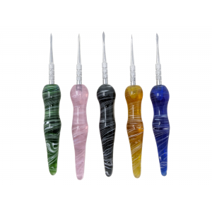 5.1" Metal Dabber With Assorted colors Glass Handle [DS1684]