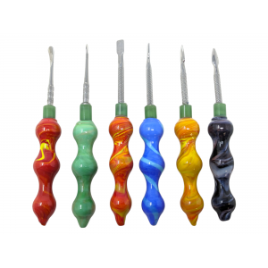 5.8" Metal Dabber With Assorted Colors Glass Handle [DS1846]