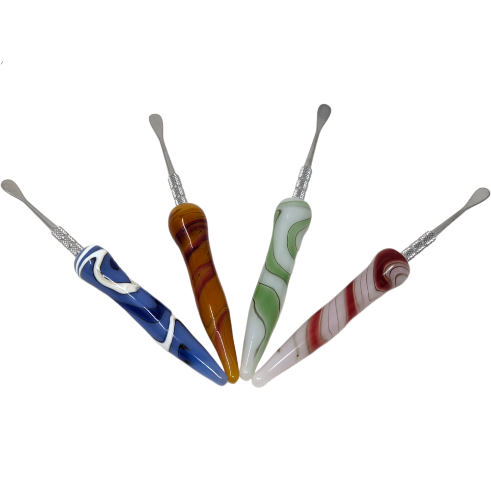 Swirl Art Glass Handle Metal Dabber [DSDAB0001]