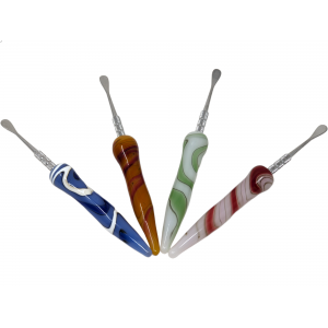 Swirl Art Glass Handle Metal Dabber [DSDAB0001]