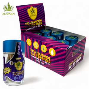 Crownzen THCA Diamonds Live Resin Infused Shorties Pre-rolls 5 Joints - 6ct Jar Display [CZDLRPR5]