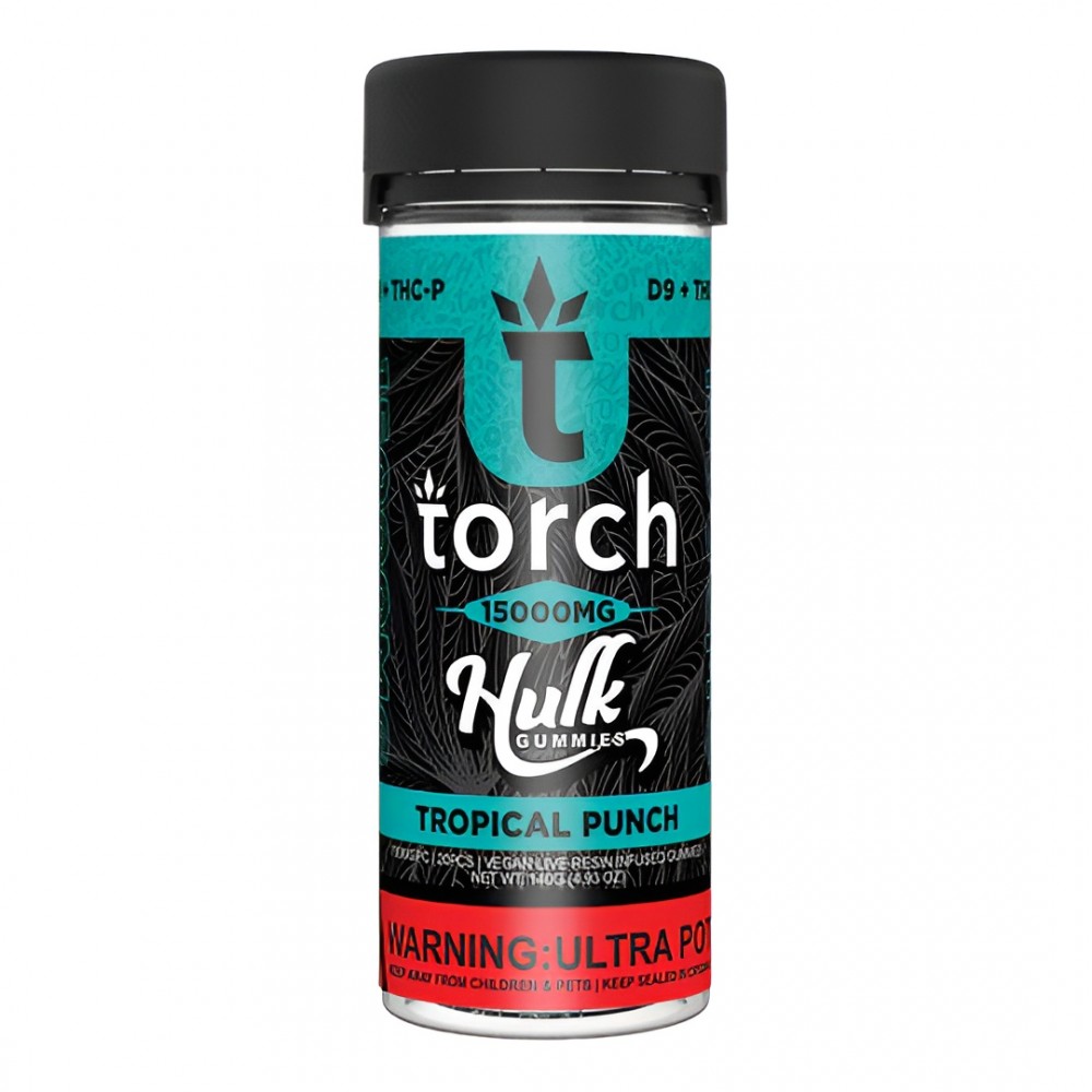 Shop Torch Hulk D9 + THCP Live Resin Gummies 15,000mg in 20CT Jar at Skygate Wholesale Torch Hulk D9 + THCP Live Resin Gummies 15,000mg in 20CT Jar
