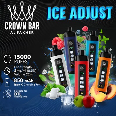 Al Fakher Crown Bar Ice Adjust 15,000 Puffs Disposable Vape - 5ct Display*