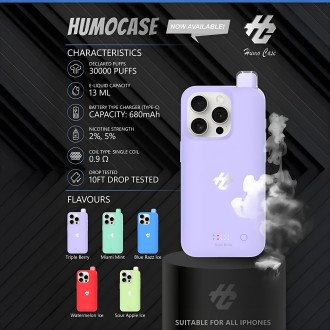 Humo Iphone 16 Case 30,000 Puffs Disposable Vape - 5ct Display*