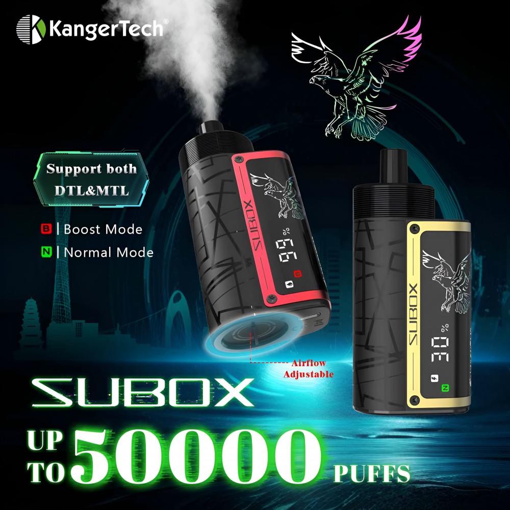 KangerTech Subox Vape – 50,000 Puff Disposable – 5ct Display KangerTech Subox 50,000 Puff Disposable Vape – 5-Pack Retail Display