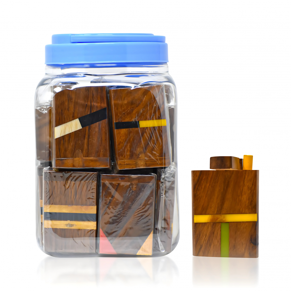 3" Mixed Design Small Wooden Dugout - Compact and Stylish Dugouts for On-the-Go