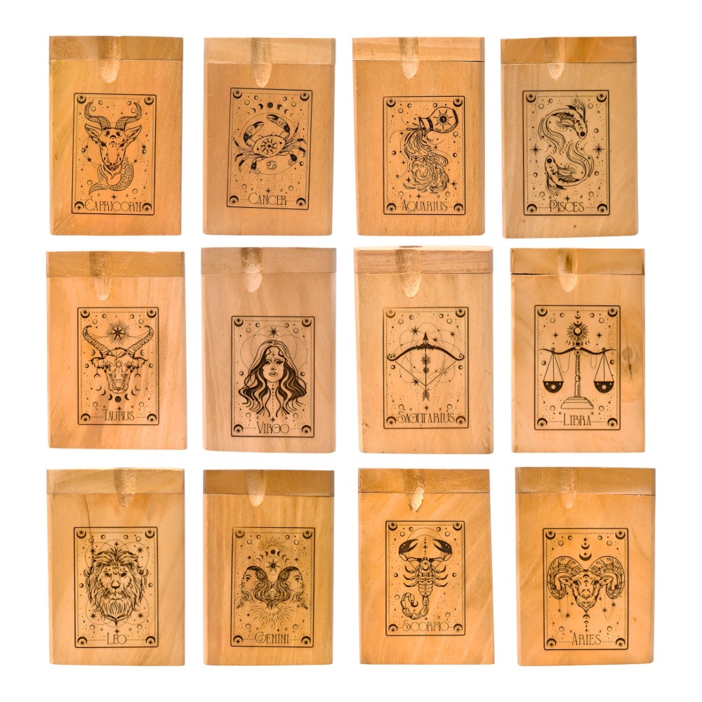3 Inch Heavenly Signs Wooden Dugouts Zodiac Set – 12 Pieces