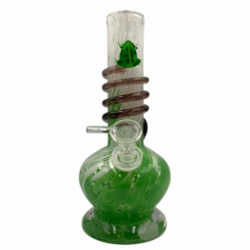 9" Dual Color Wrap Neck with Mini Frog Soft Glass Water Pipe - Glass On Glass [F587021G]