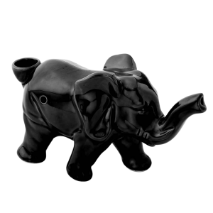 Black Ceramic Elephant Pipe [82437]