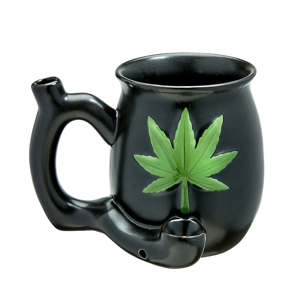 Matte Black Mug With Leaf [82504]