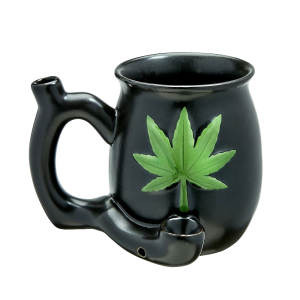 Matte Black Mug With Leaf [82504]