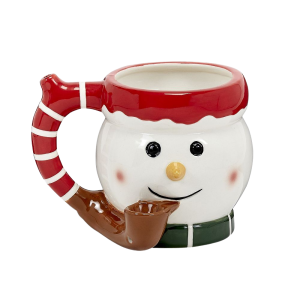 Ceramic Snowman Mug Hand Pipe - [82507]