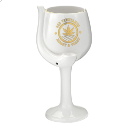 Ceramic Wine Glass Hand Pipe - White [82530]