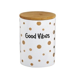 Deluxe Canister Stash Jar - Good Vibes - White & Gold - Large [88088]