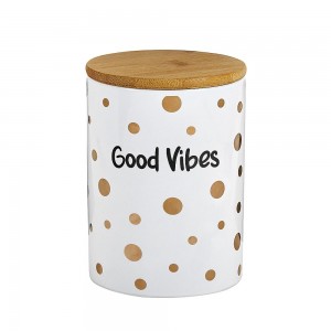 Deluxe Canister Stash Jar - Good Vibes - White & Gold - Large [88088]