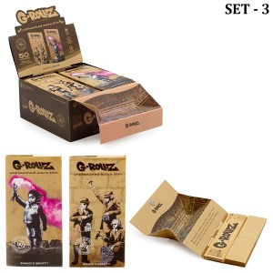 G-ROLLZ | Banksy's Graffiti  King Size  - Unbleached Extra Thin - 50 King Size Papers + Tips & Tray - [BG70DIS]