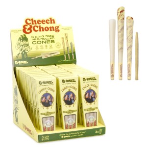 G-ROLLZ | Cheech & Chong™ - Organic Hemp Extra Thin - 3 King Size Cones In Each Pack - [CC1153KA]