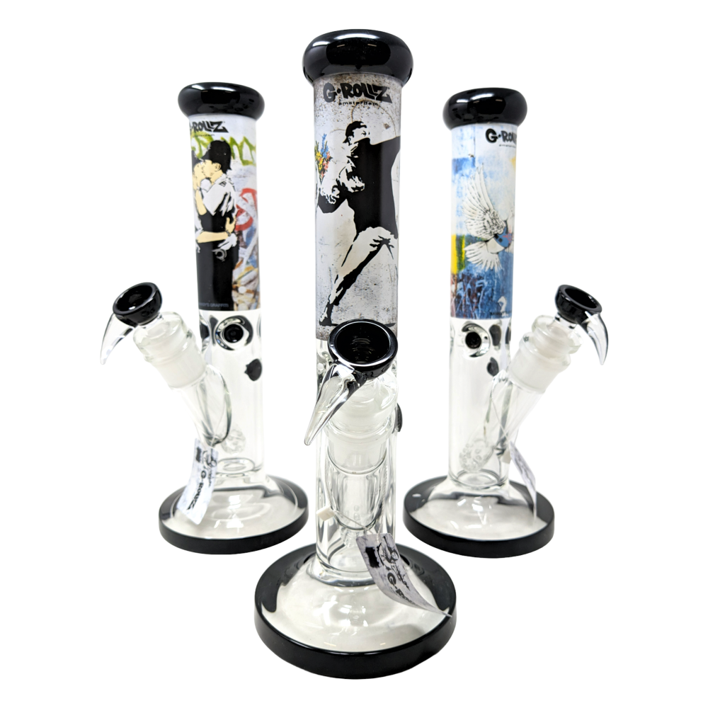 G-Rollz | 13.5" Banksy s - Straight Bong White [BG20104]