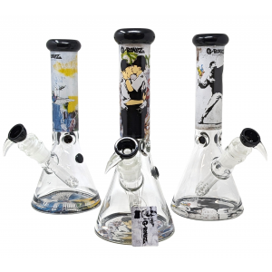 G-Rollz | 13.5" Banksy's - Beaker Percolator Bong White [BG20108]