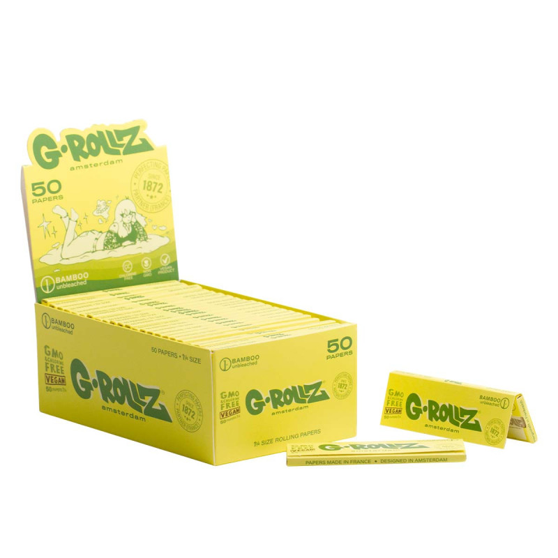 G-ROLLZ | Bamboo Unbleached Rolling Papers - 50ct Display - 1&frac14; Size - [GR302A-DIS]