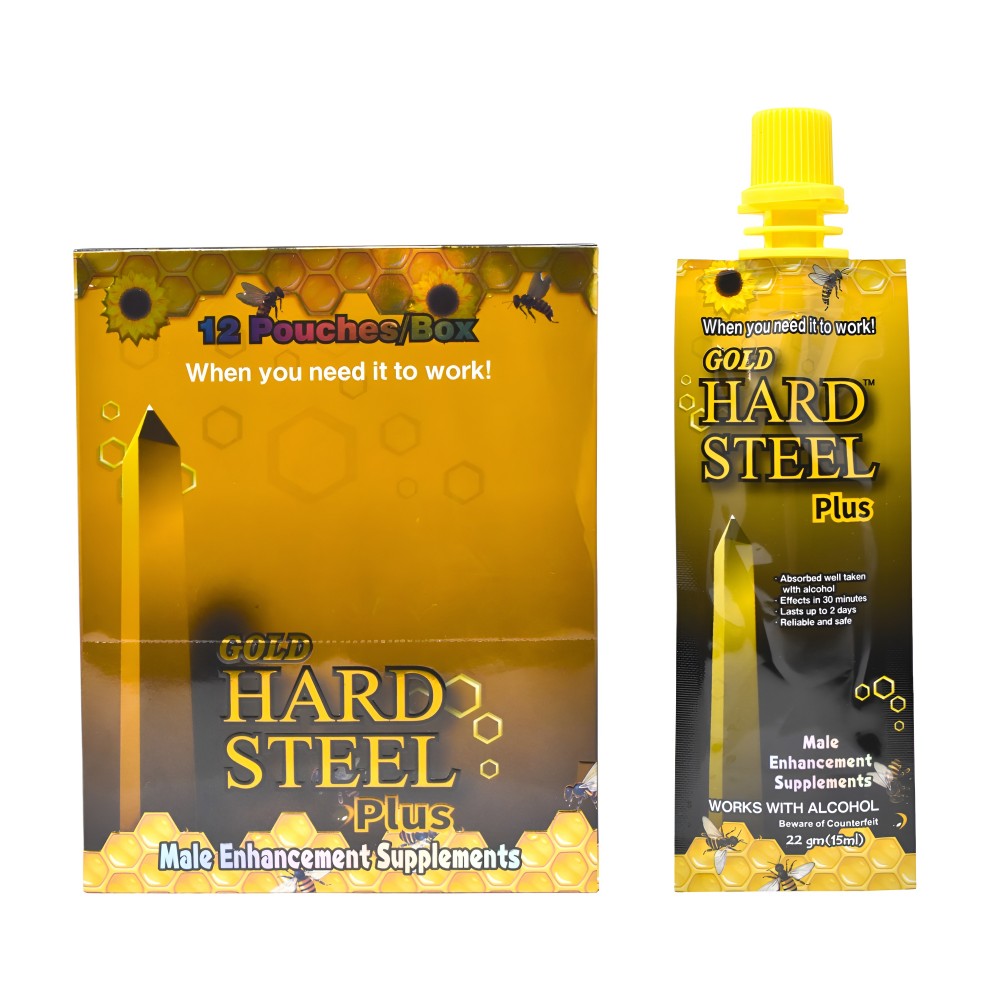 Gold Hard Steel Plus Male Enhancement Honey Tube - 12ct Display - Male Vitality & Stamina Boost