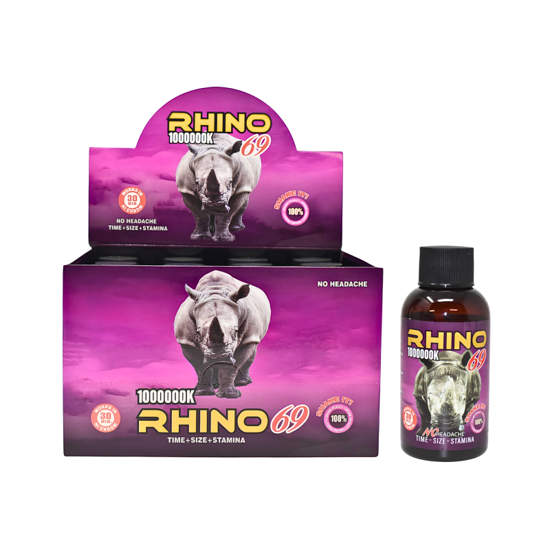 Rhino 69 1,000,000K Male Enhancement Liquid Shot – 2 fl oz / 12 Bottle Display