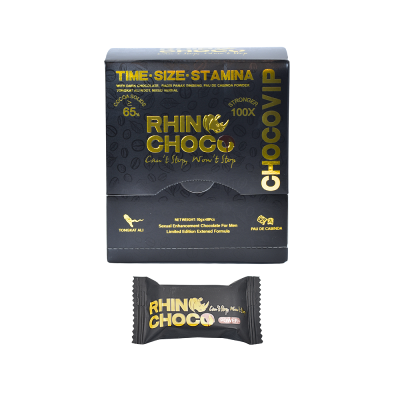 Rhino Choco VIP – Time, Size & Stamina Chocolate for Men – 48 Sachets Display