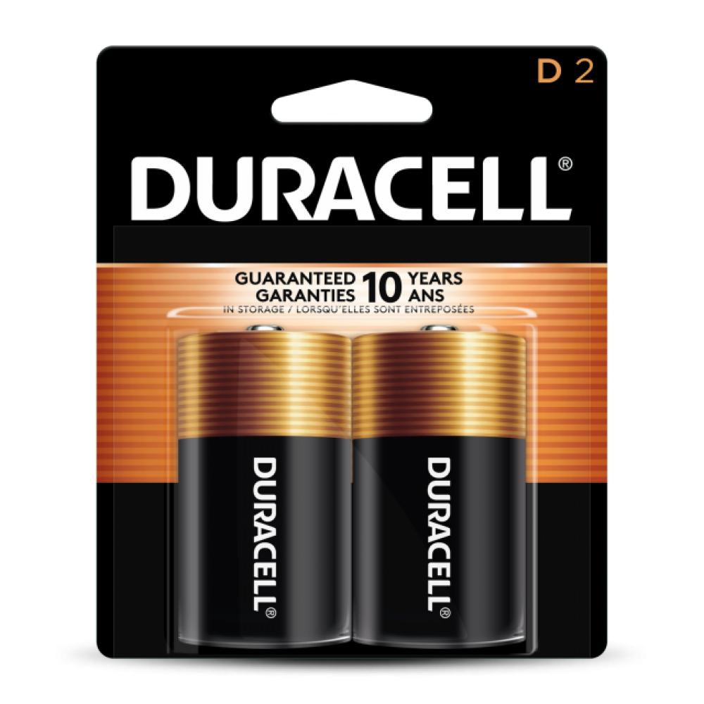 DURACELL® Coppertop D2 Alkaline Batteries 2 per Card 6PK