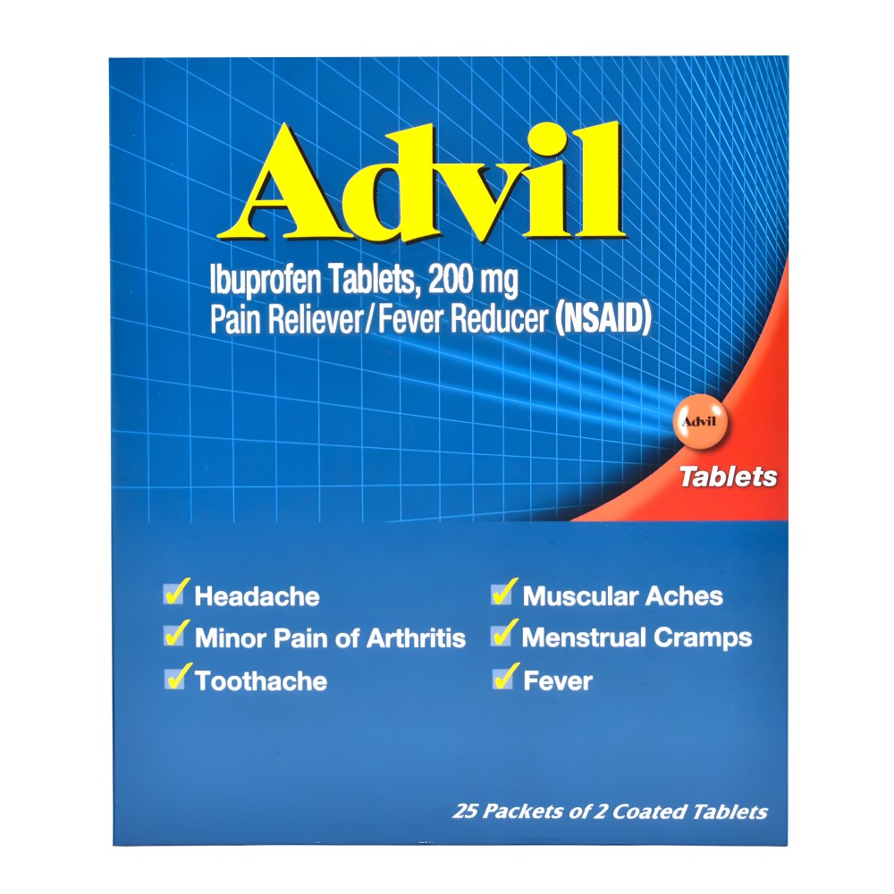 Advil Tablet Pouches - 25ct Display - Portable Pain Relief for Headaches and More