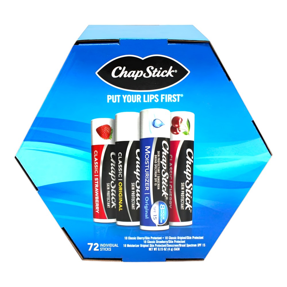 Chapstick Fishbowl 72pc Display - Assorted Lip Balm Flavors