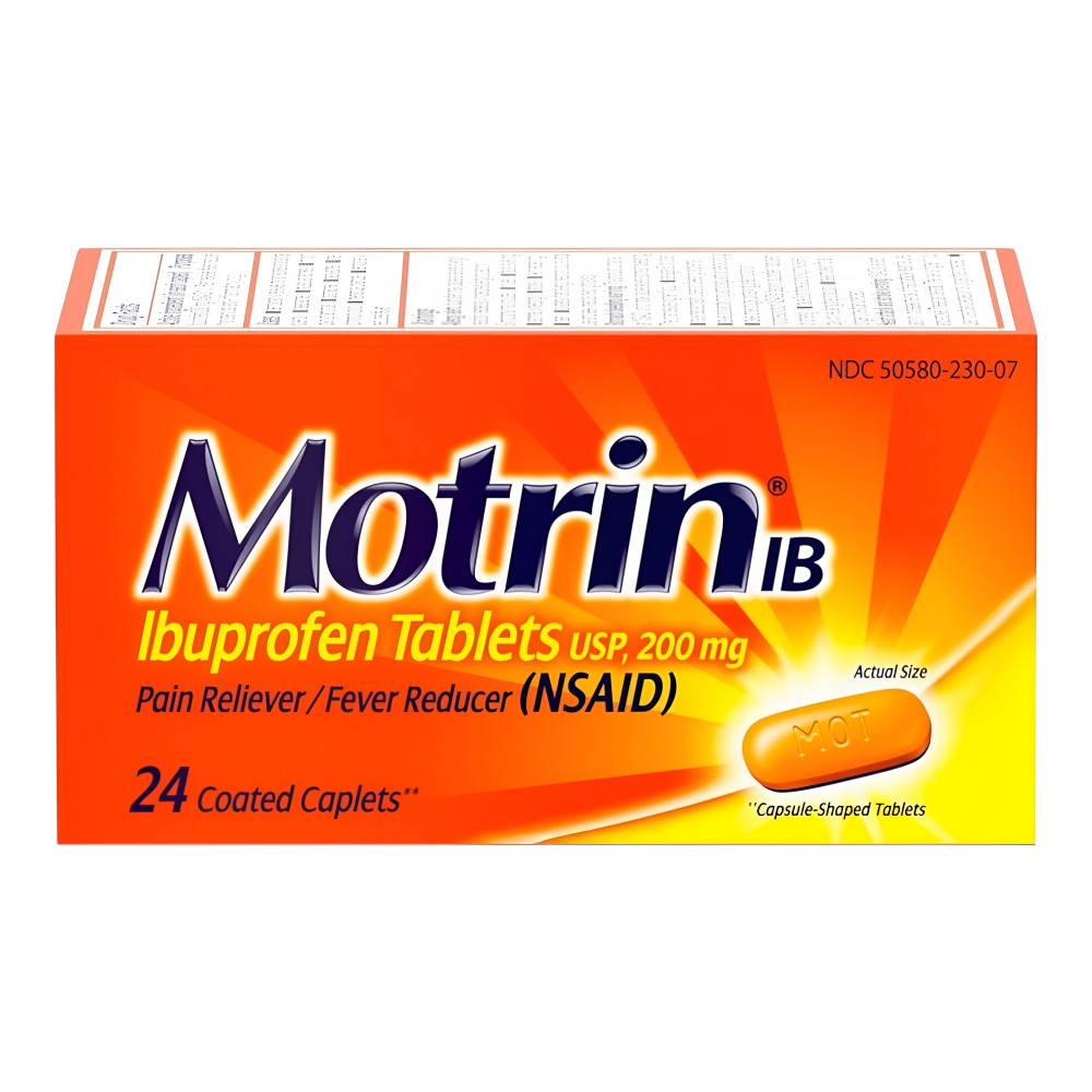 Motrin IB Pain Reliever - 24 Coated Caplets - Effective Pain Relief