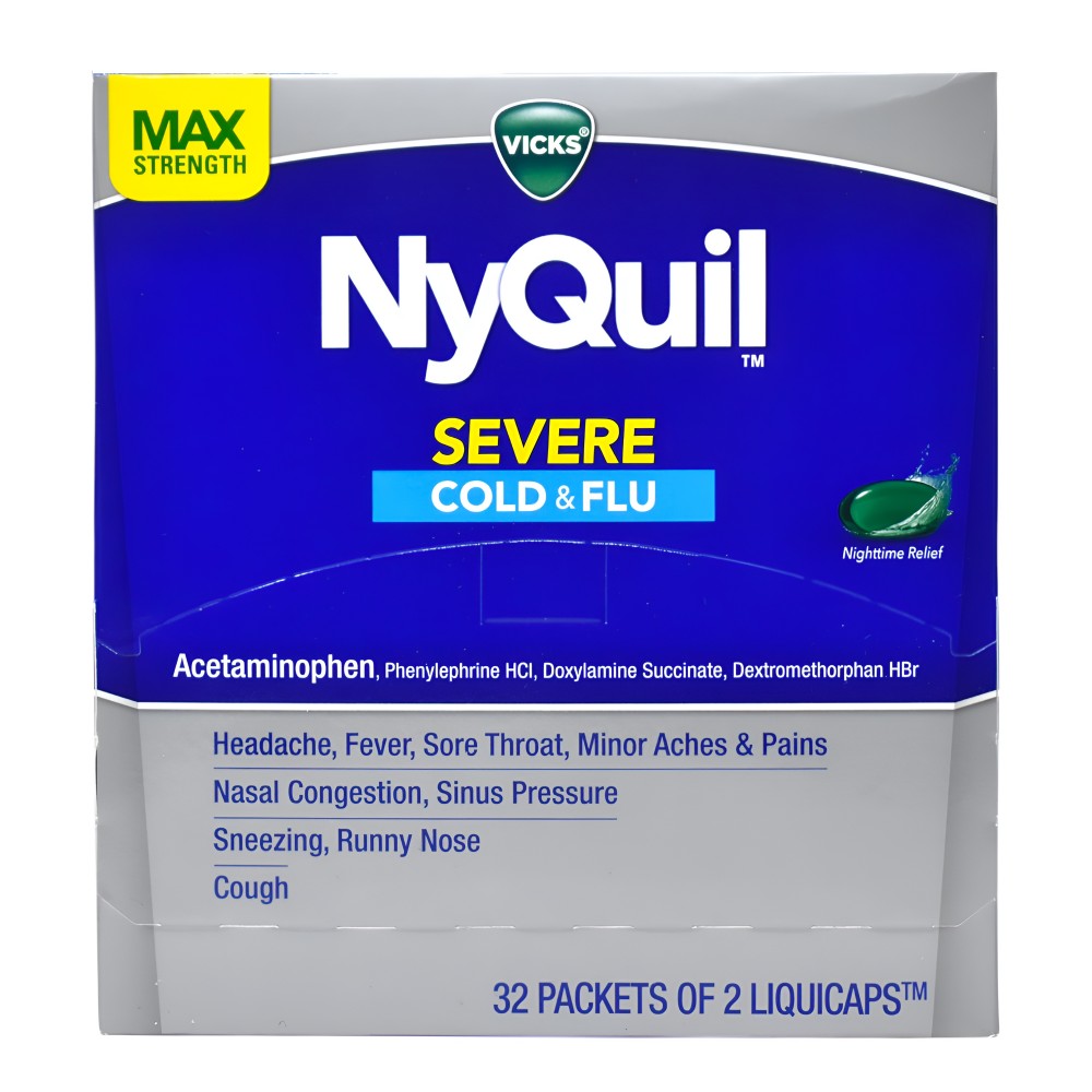 Nyquil Cold & Flu - 32 Packets of 2 Liquicaps - Fast Relief for Cold and Flu Symptoms
