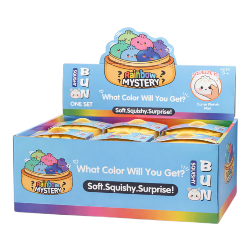 Mystery Dumpling Fidget Toy Blind Box - Soft TPR Stress Relief Collectible - 12ct Display