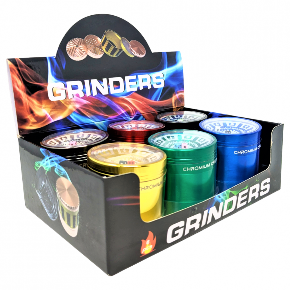 Buy 2.5" Chromium Crusher Roulette Grinder with Pour Spot, Assorted