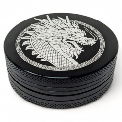 Custom Engraved Chinese Dragon 62mm 2 Part Grinder - Black [CE-AG003D62-BLK]