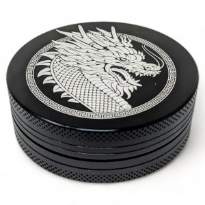 Custom Engraved Chinese Dragon 62mm 2 Part Grinder - Black [CE-AG003D62-BLK]
