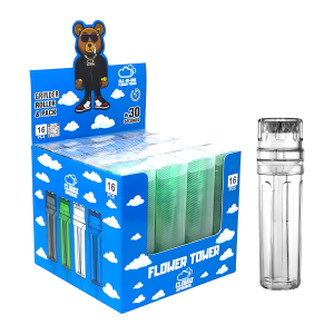Cloudz Flower Tower 3-in-1 Cone Filler Grinder and Storage Container - 16ct Display
