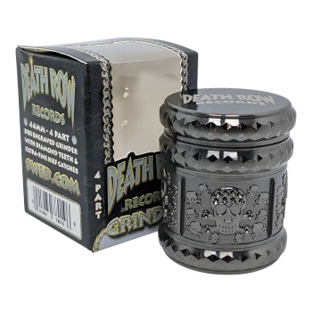 Death Row Records - 1.7" 4 Part Zinc Gem Cut Skull Grinder - Gun Metal