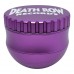 2.4 inch 4-part round bottom herb grinder in assorted colors with Death Row Records branding