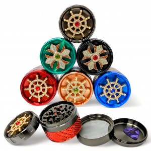 63mm Crushers Jeweled Voyage Floral Rudder Steering Herb Grinder 6ct Dispaly [GR207]